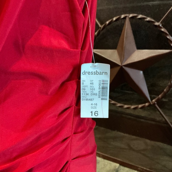Dress Barn Rich Red Midi Dress - size 16 (Purse Included) - Picture 4 of 5